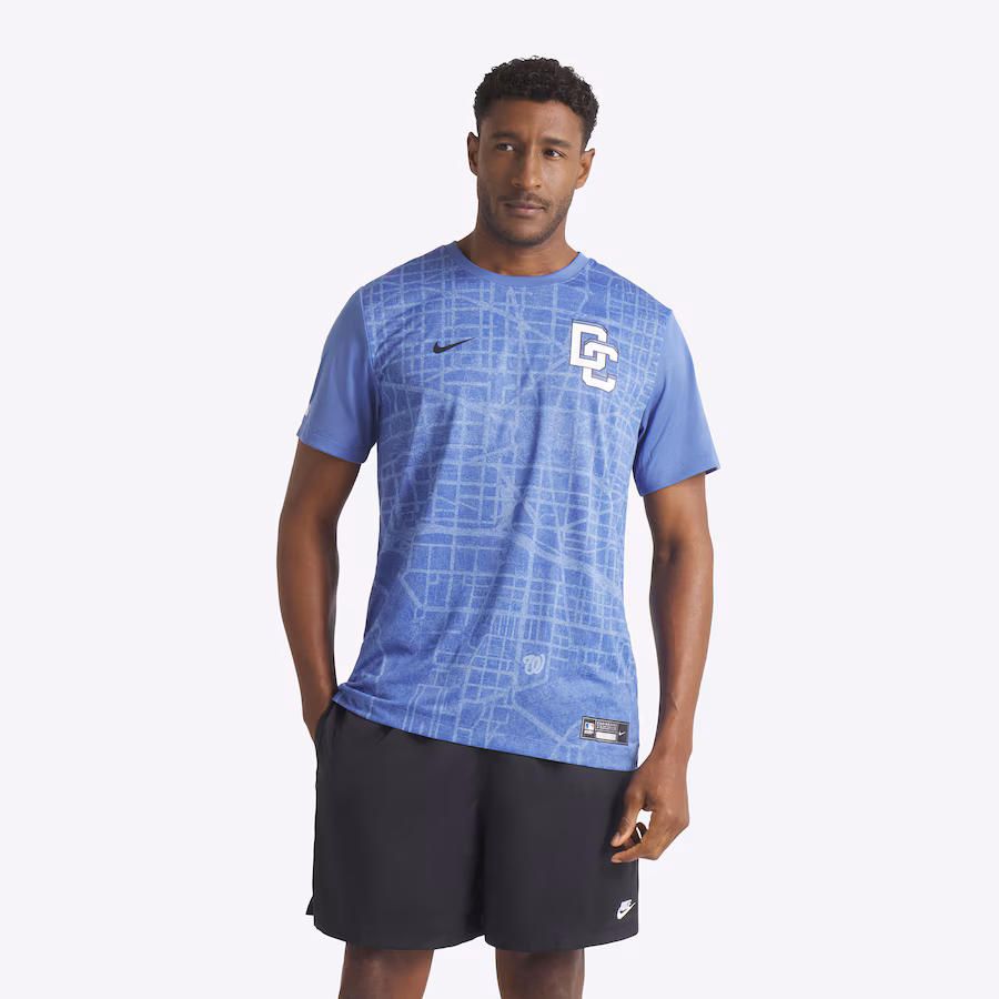 Men's Washington Nationals Nike Blue 2025 City Connect Authentic Collection Velocity Performance T-Shirt