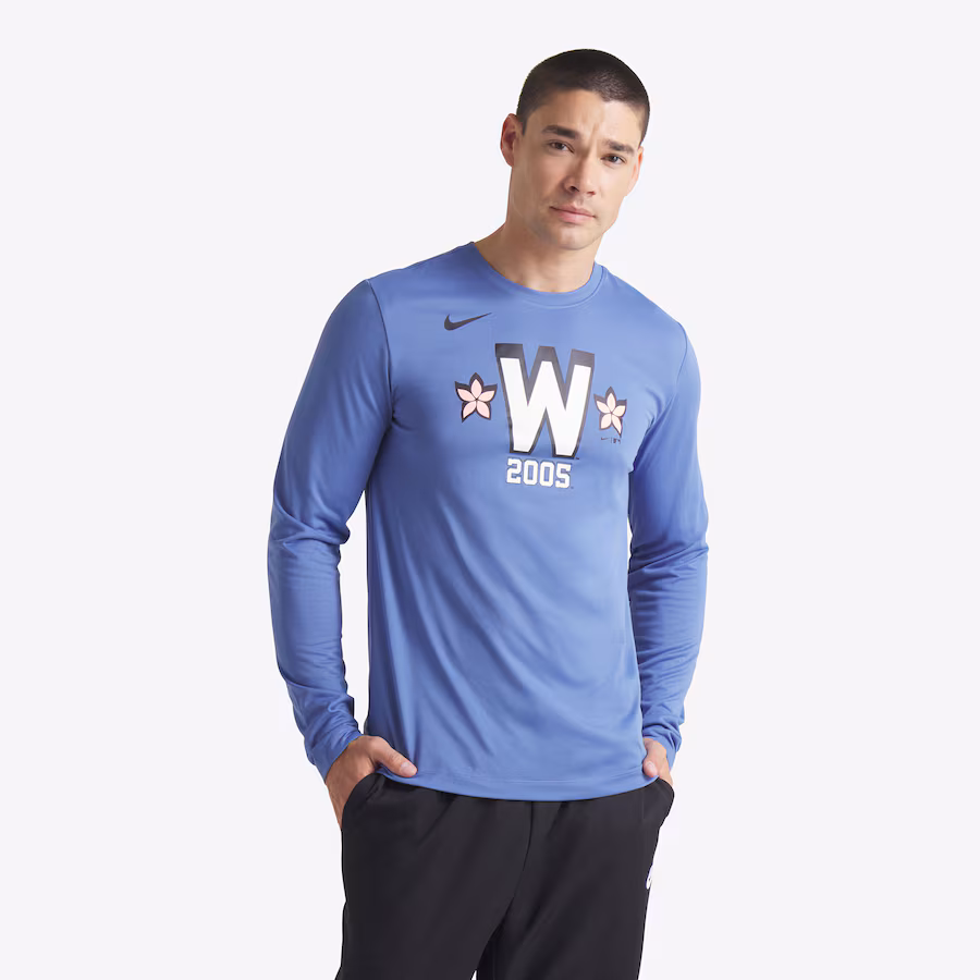 Men's Washington Nationals Nike Blue 2025 City Connect Legend Performance Long Sleeve T-Shirt