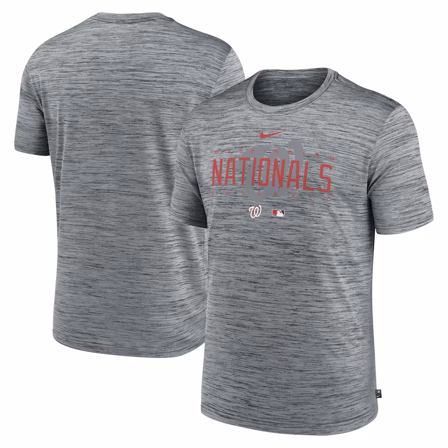 Men's Washington Nationals Nike Heather Gray Authentic Collection Velocity Performance Practice T-Shirt