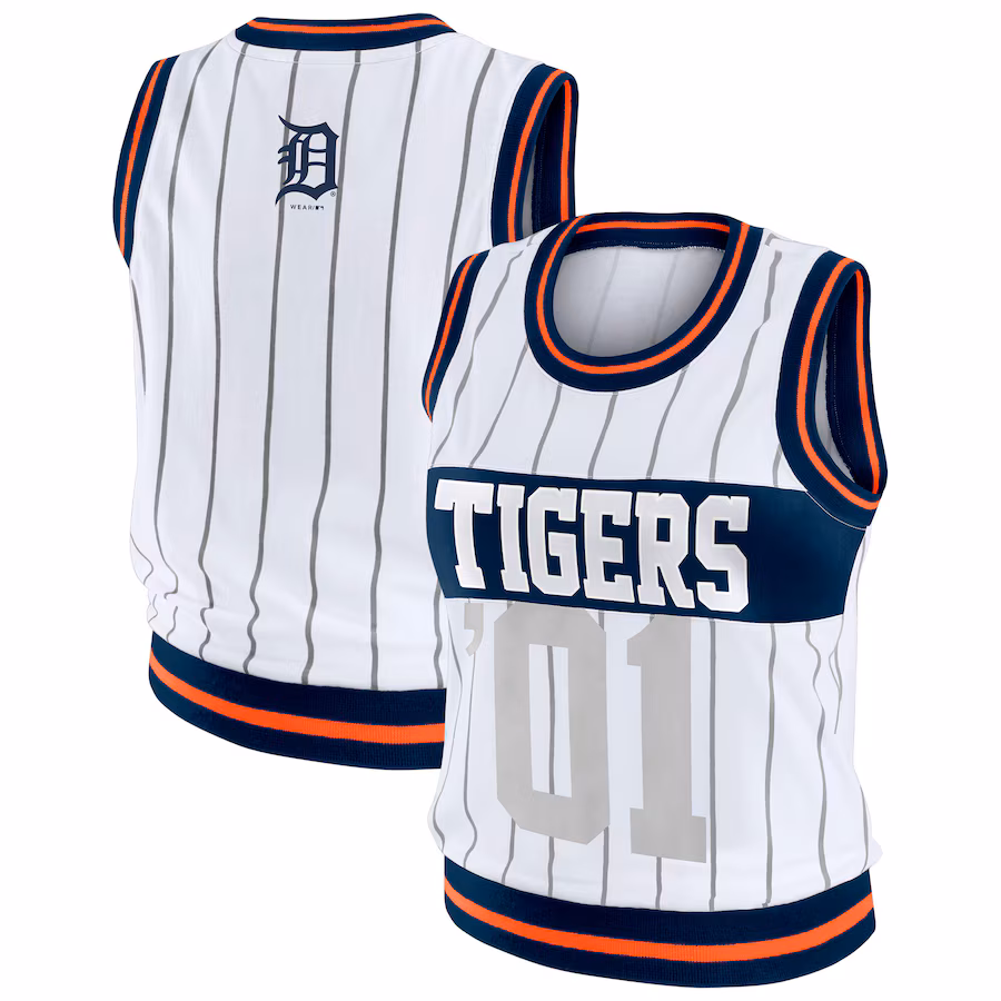 Women's Detroit Tigers WEAR by Erin Andrews White Sporty Tank Top