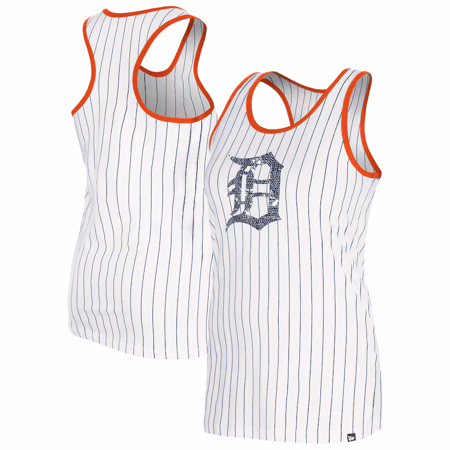 Women's Detroit Tigers New Era White Gameday Pinstripe Tank Top