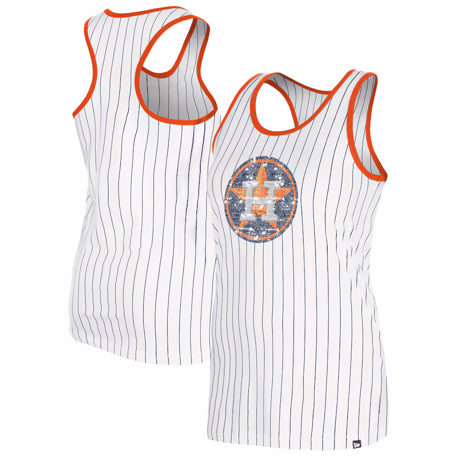 Women's Houston Astros New Era White Gameday Pinstripe Tank Top