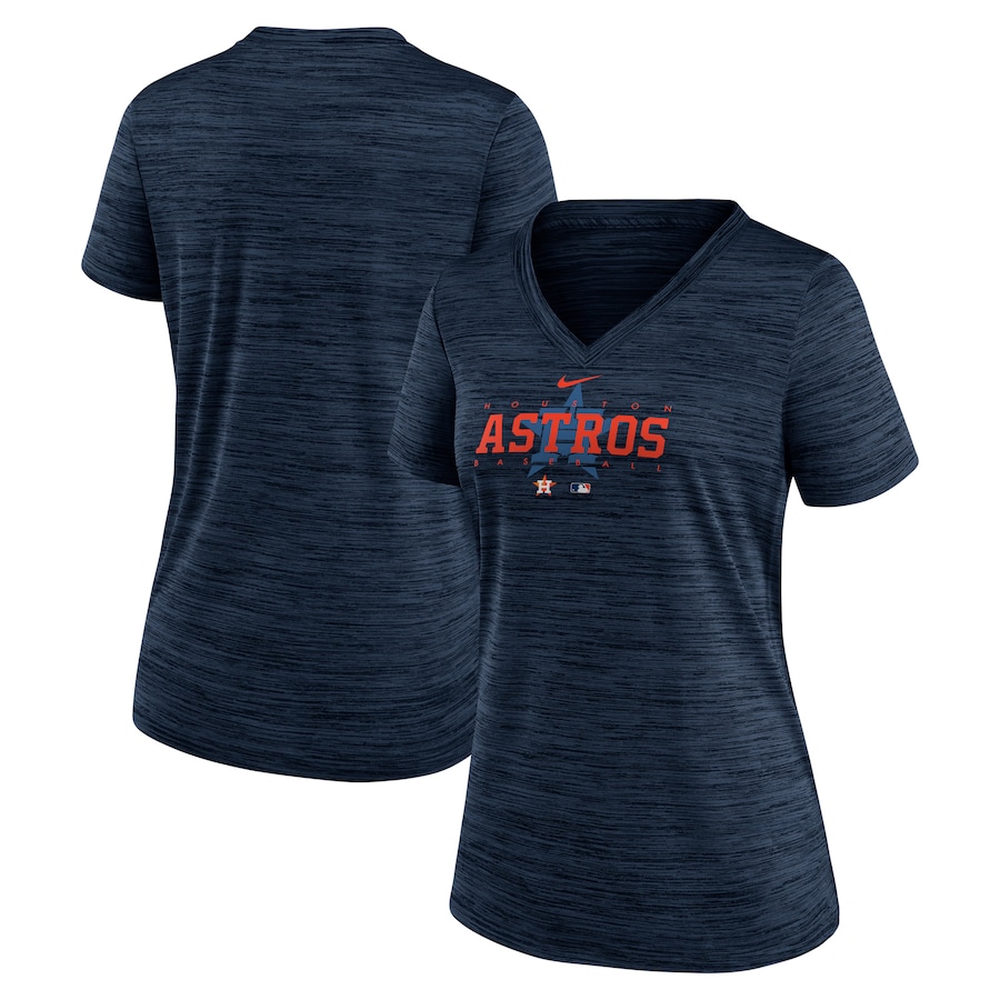 Women's Houston Astros Nike Navy Authentic Collection Velocity Practice Performance V-Neck T-Shirt