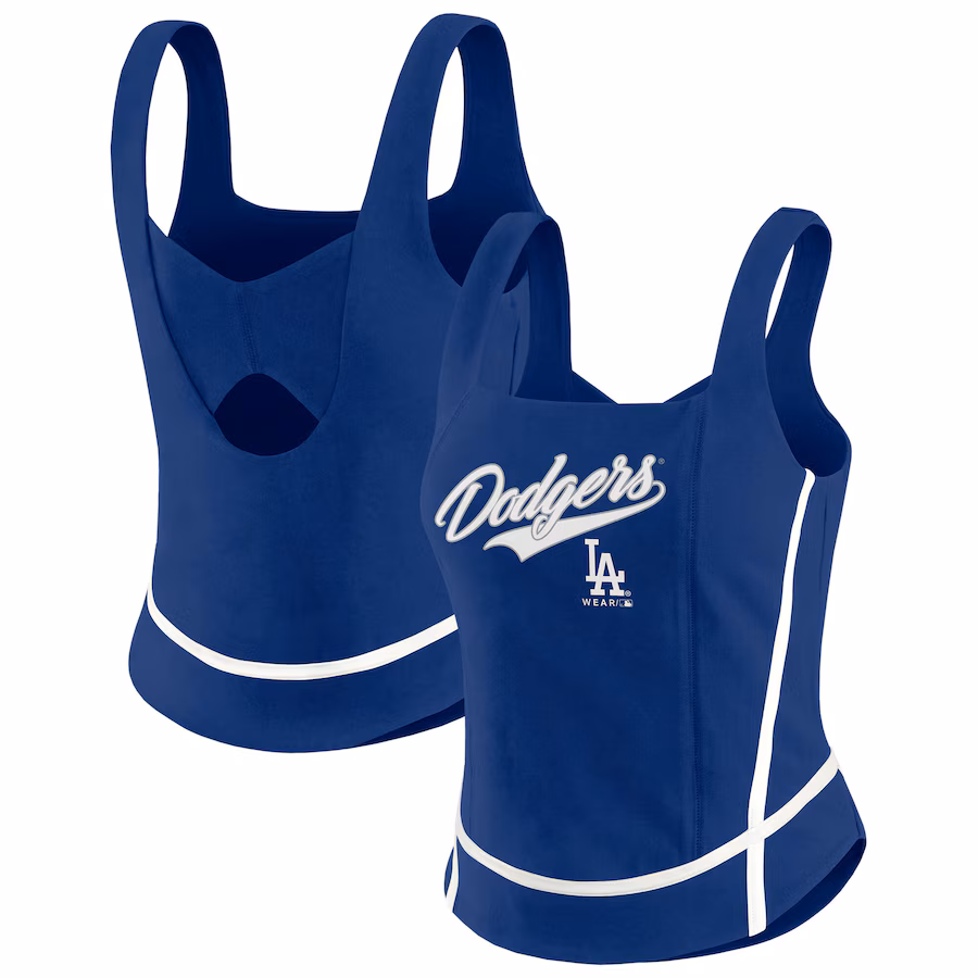 Women's Los Angeles Dodgers WEAR by Erin Andrews Royal Square Neck Tank Top