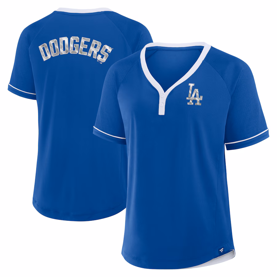 Women's Los Angeles Dodgers Fanatics Royal League Diva Star Raglan V-Neck T-Shirt
