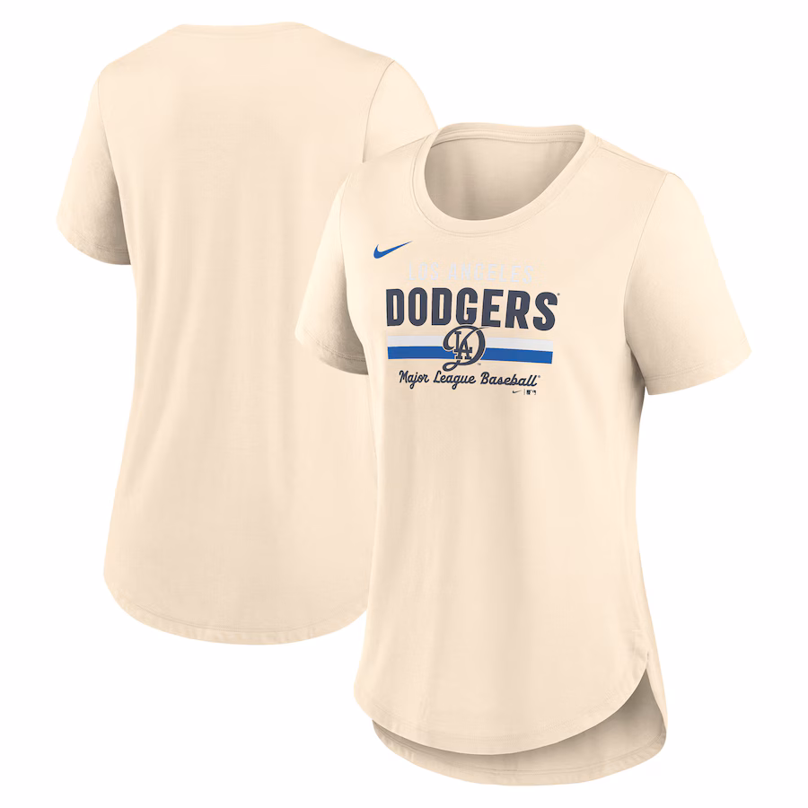Women's Los Angeles Dodgers Nike Cream City Connect Lockup Tri-Blend T-Shirt