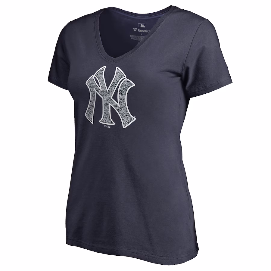 Women's New York Yankees Navy Static Logo V-Neck T-Shirt