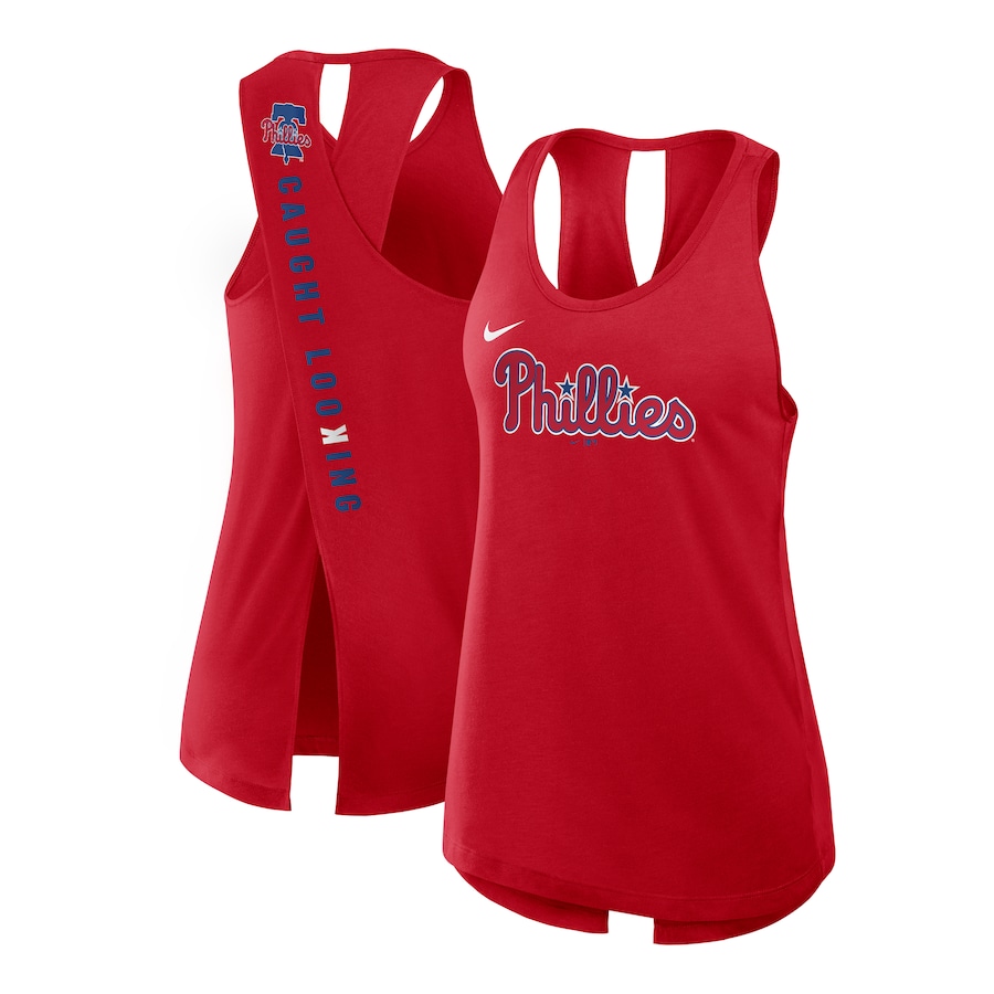 Women's Philadelphia Phillies Nike Red Crisscross Performance Tank Top