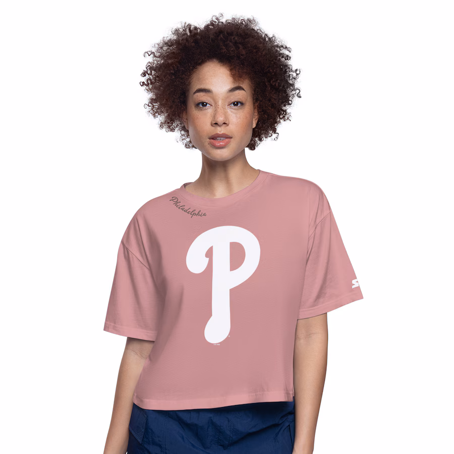 Women's Philadelphia Phillies Starter Pink Play the Ball Boxy Cropped T-Shirt