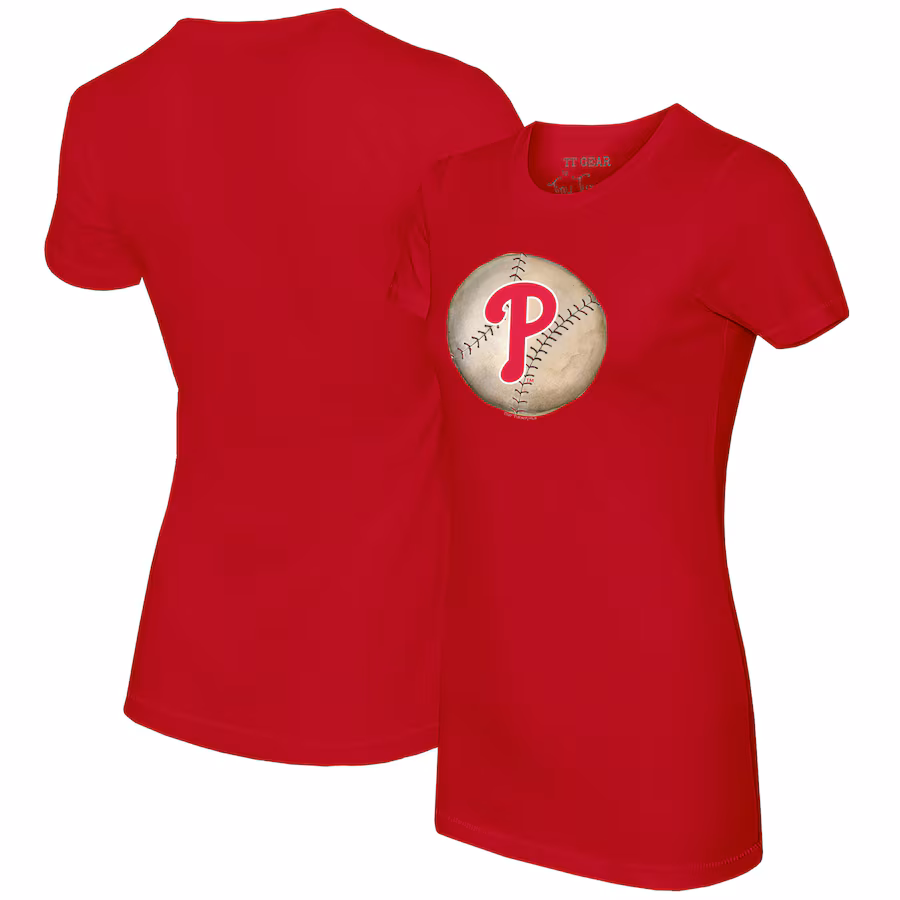 Women's Philadelphia Phillies Tiny Turnip Red Stitched Baseball T-Shirt