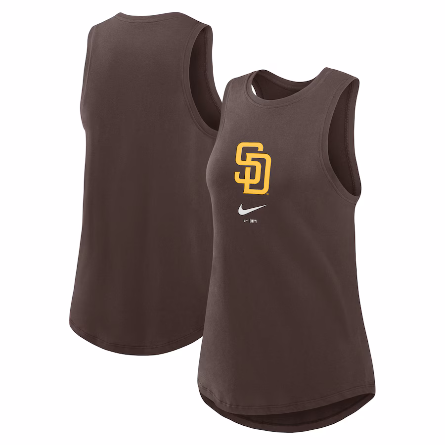 Women's San Diego Padres Nike Brown Legacy Icon High Neck Performance Tank Top