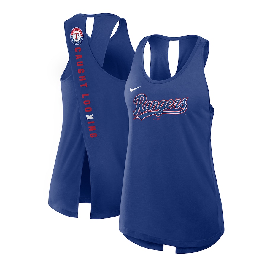 Women's Texas Rangers Nike Royal Crisscross Performance Tank Top