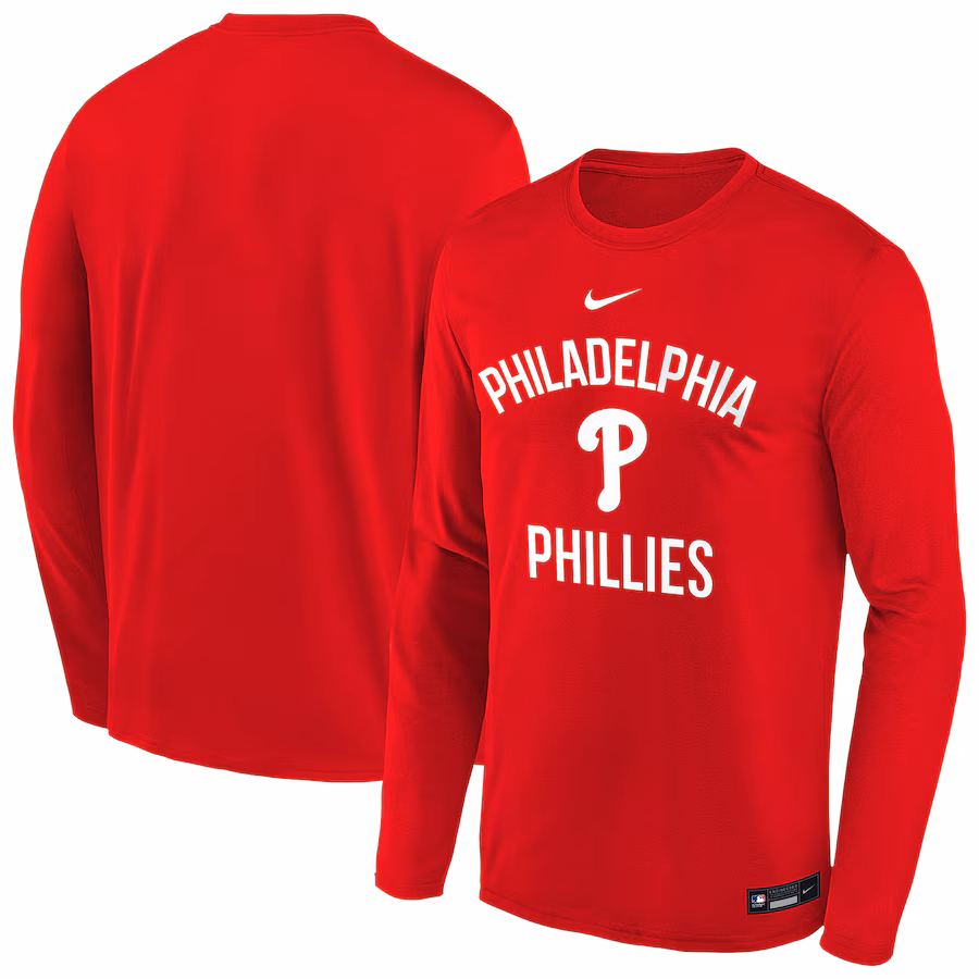 Youth Philadelphia Phillies Nike Red Authentic Collection Legend Performance Long Sleeve T-Shirt