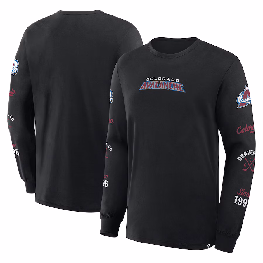 Men's Colorado Avalanche Fanatics Black Boxed In Legacy Long Sleeve T-Shirt