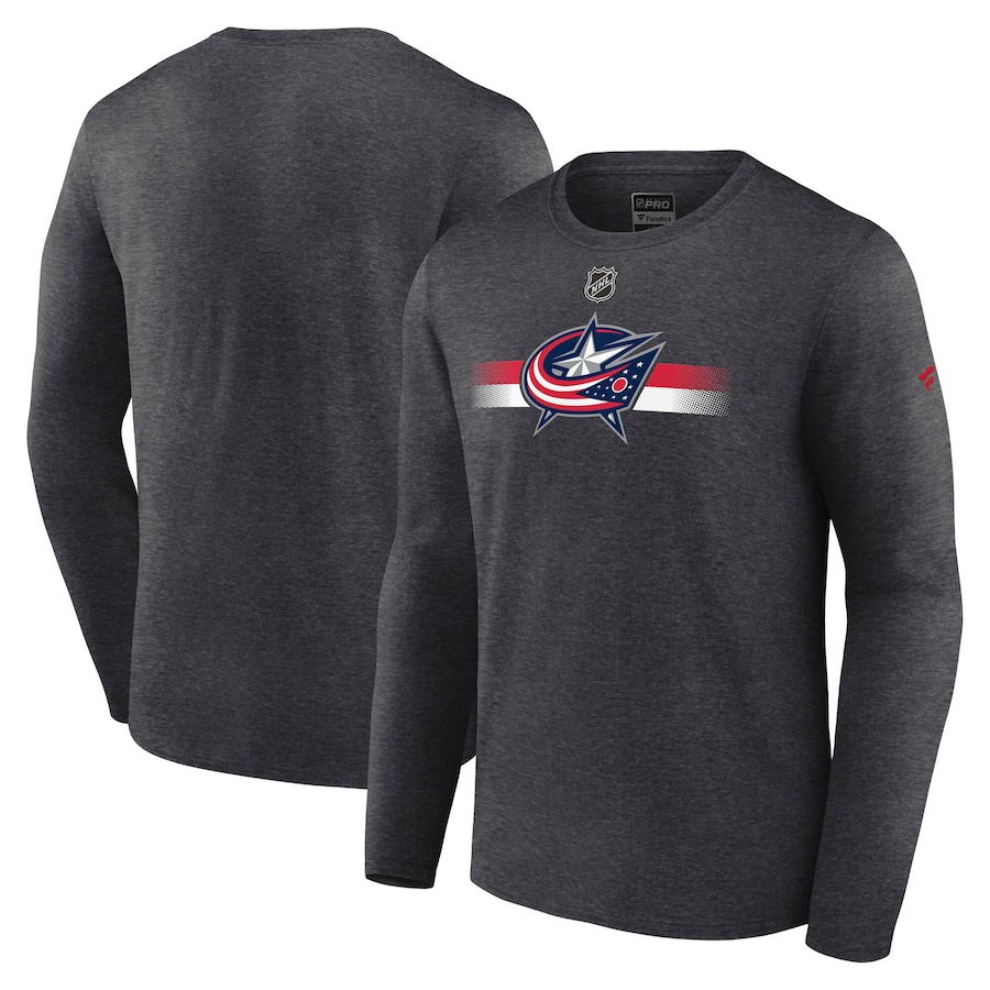 Men's Columbus Blue Jackets Fanatics Heather Charcoal Authentic Pro Secondary Long Sleeve T-Shirt