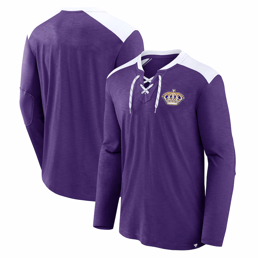 Men's Los Angeles Kings Fanatics Purple Special Edition 2.0 Long Sleeve Lace-Up T-Shirt