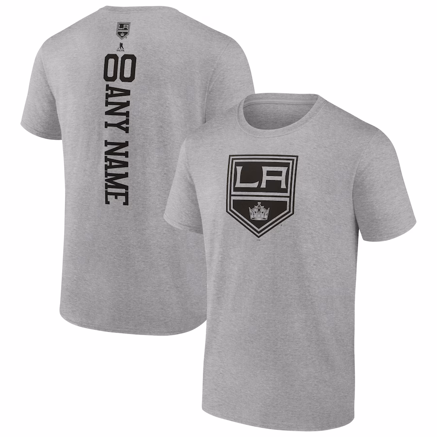 Men's Los Angeles Kings Heather Gray Personalized Name & Number T-Shirt
