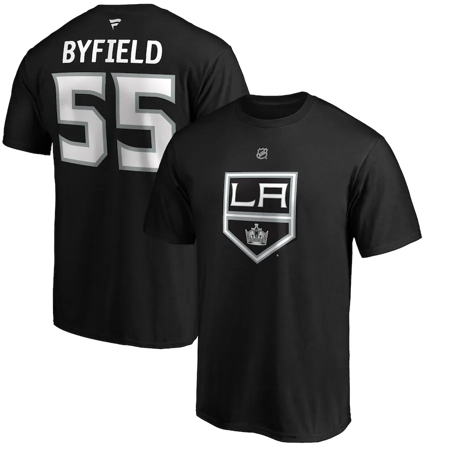 Men's Los Angeles Kings Quinton Byfield Fanatics Black Authentic Stack Name & Number T-Shirt