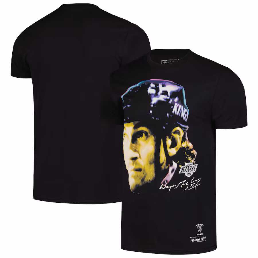 Men's Los Angeles Kings Wayne Gretzky Mitchell & Ness Black Big Face T-Shirt