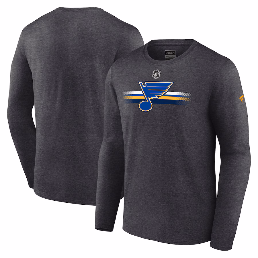 Men's St. Louis Blues Fanatics Heather Charcoal Authentic Pro Secondary Long Sleeve T-Shirt