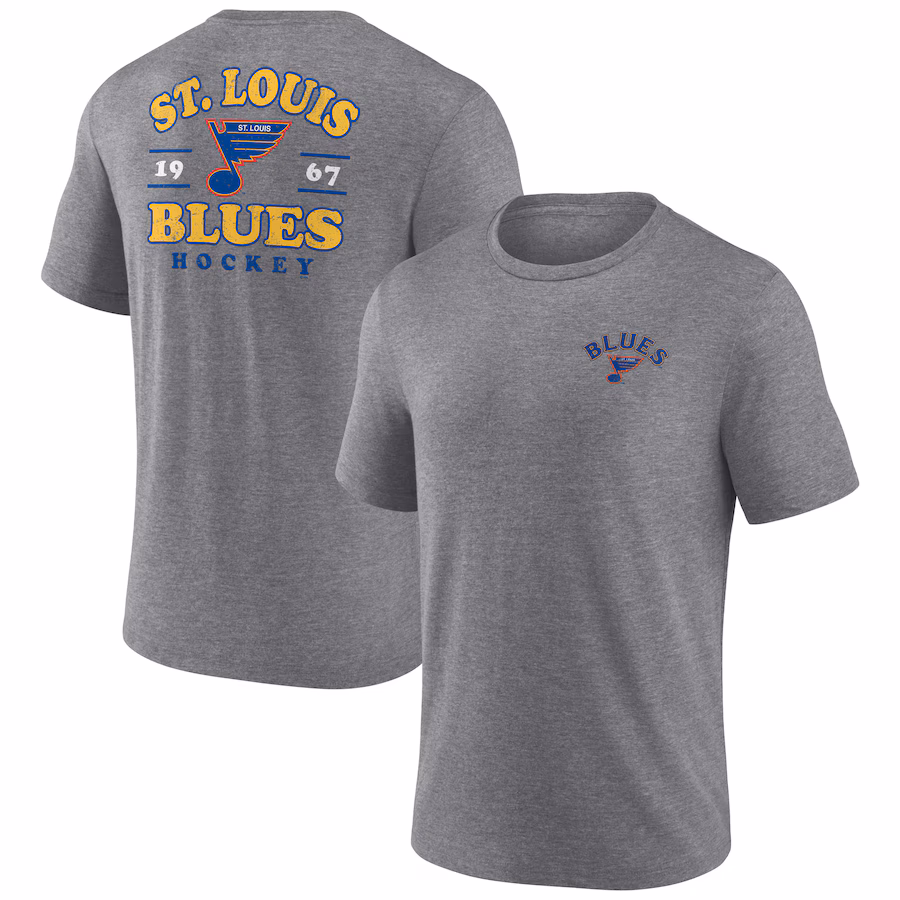 Men's St. Louis Blues Fanatics Heather Gray Winger Tri-Blend T-Shirt
