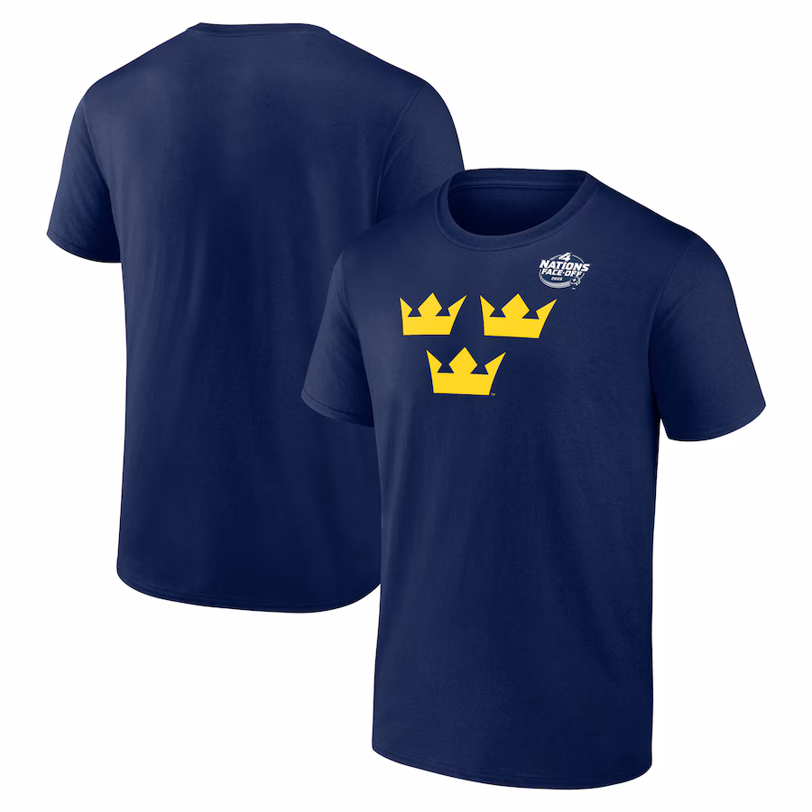Men's Sweden Fanatics Navy 2025 4 Nations Face-Off Primary Logo T-Shirt