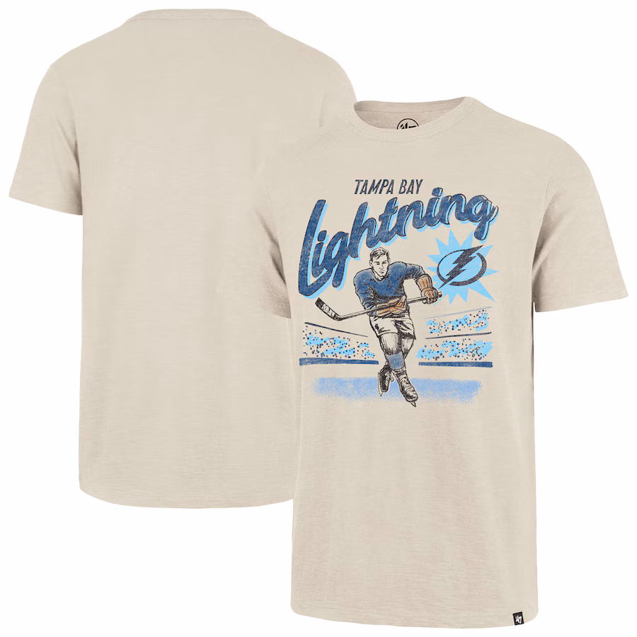 Men's Tampa Bay Lightning '47 Natural Hockey Player Golden Age Scrum T-Shirt
