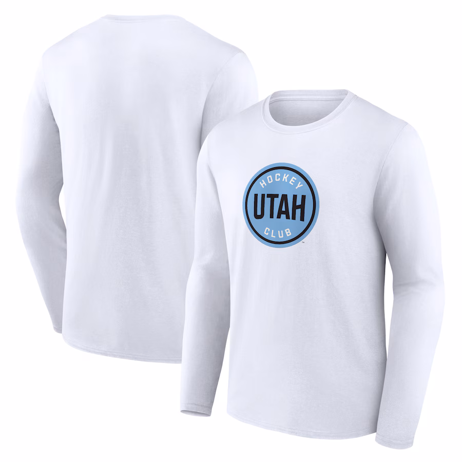 Men's Utah Hockey Club Fanatics White Draft Logo Long Sleeve T-Shirt