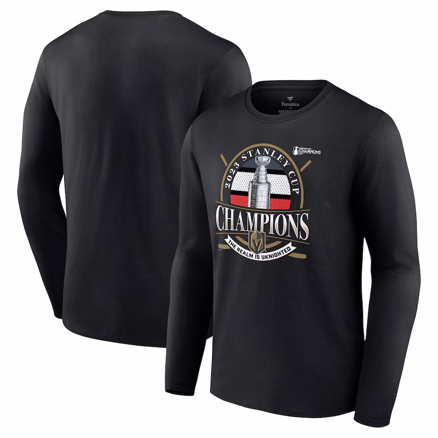 Men's Vegas Golden Knights Fanatics Black 2023 Stanley Cup Champions Rally Cry Long Sleeve T-Shirt
