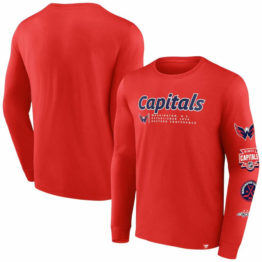 Men's Washington Capitals Fanatics Red Strike the Goal Long Sleeve T-Shirt