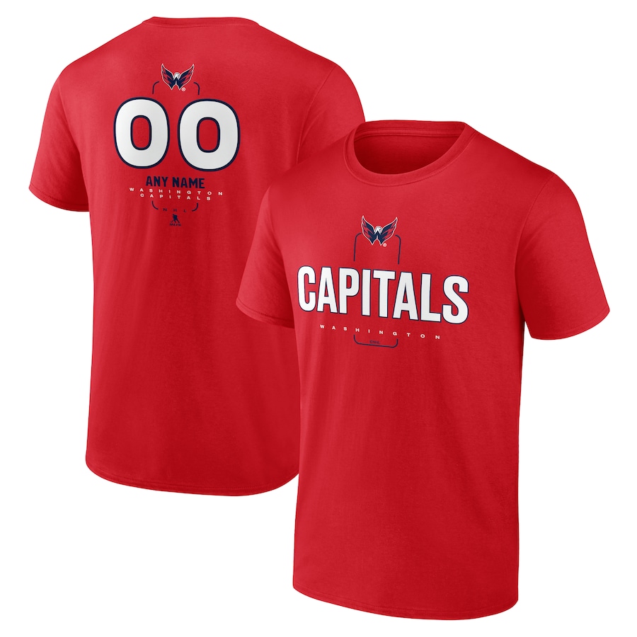 Men's Washington Capitals Red Personalized Name & Number Midfielder T-Shirt