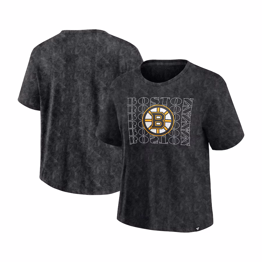 Women's Boston Bruins Fanatics Black Faded Wash T-Shirt