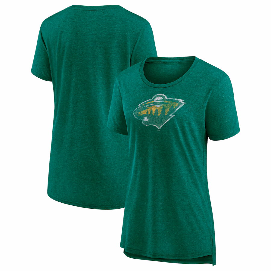 Women's Minnesota Wild Fanatics Heather Green Special Edition 2.0 Modern T-Shirt