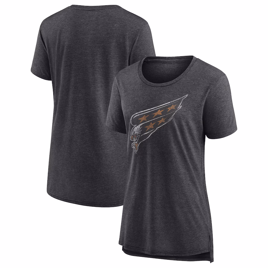 Women's Washington Capitals Gray Slow Whistle Tri-Blend T-Shirt