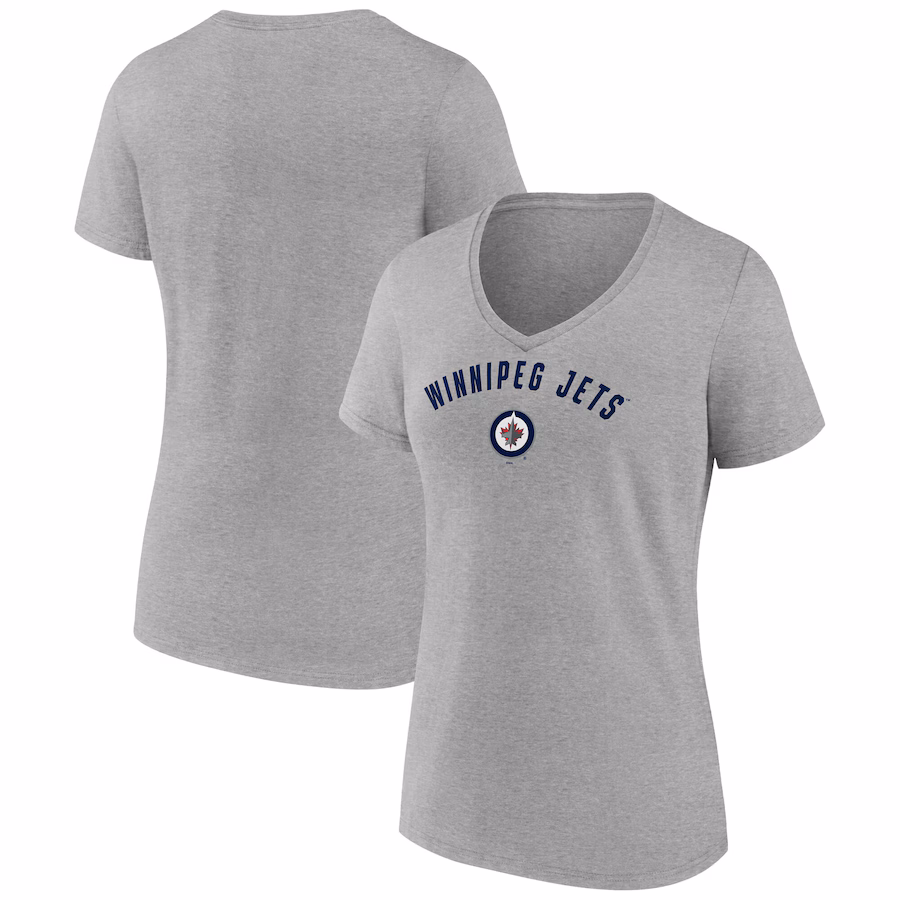 Women's Winnipeg Jets Fanatics Gray V-Neck T-Shirt