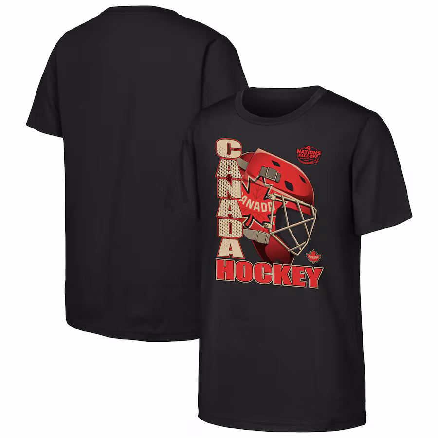 Youth Canada Black 2025 4 Nations Face-Off Goalie Strong T-Shirt