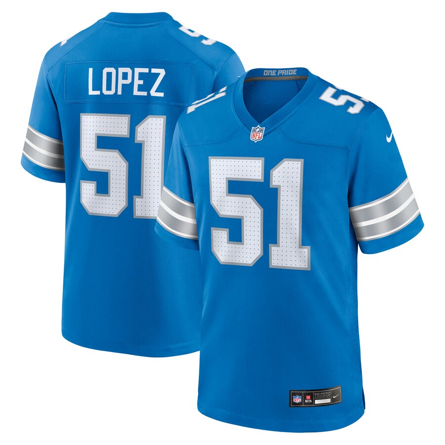 Men's Detroit Lions Roy Lopez Nike Blue Team Game Jersey