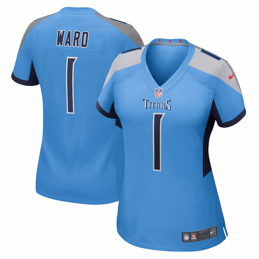 Women's Tennessee Titans Cameron Ward Nike Light Blue 2025 NFL Draft First Round Pick Game Jersey