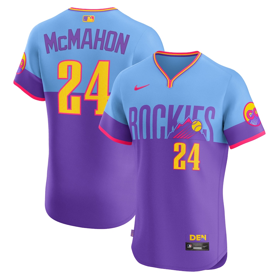Men's Colorado Rockies Ryan McMahon Nike Purple/Light Blue 2025 City Connect Elite Player Jersey