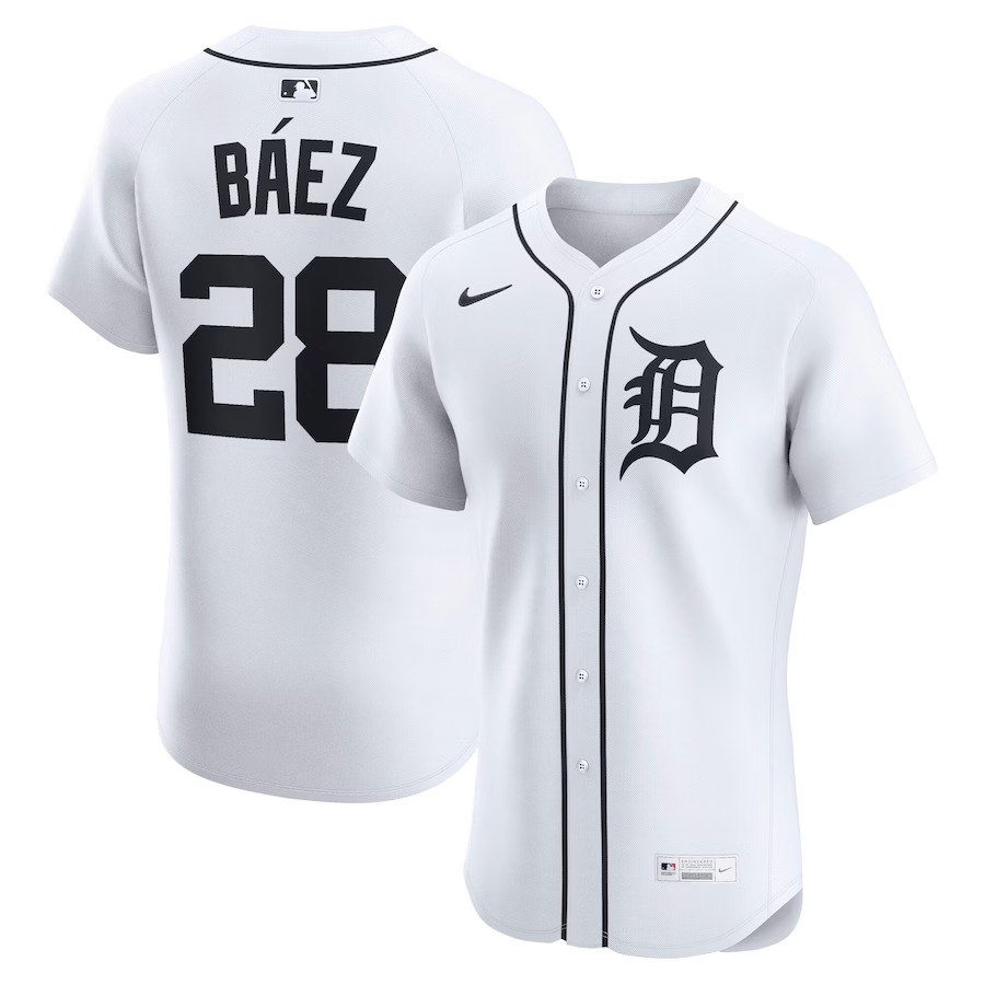 Men's Detroit Tigers Javier Báez Nike White Home Elite Jersey