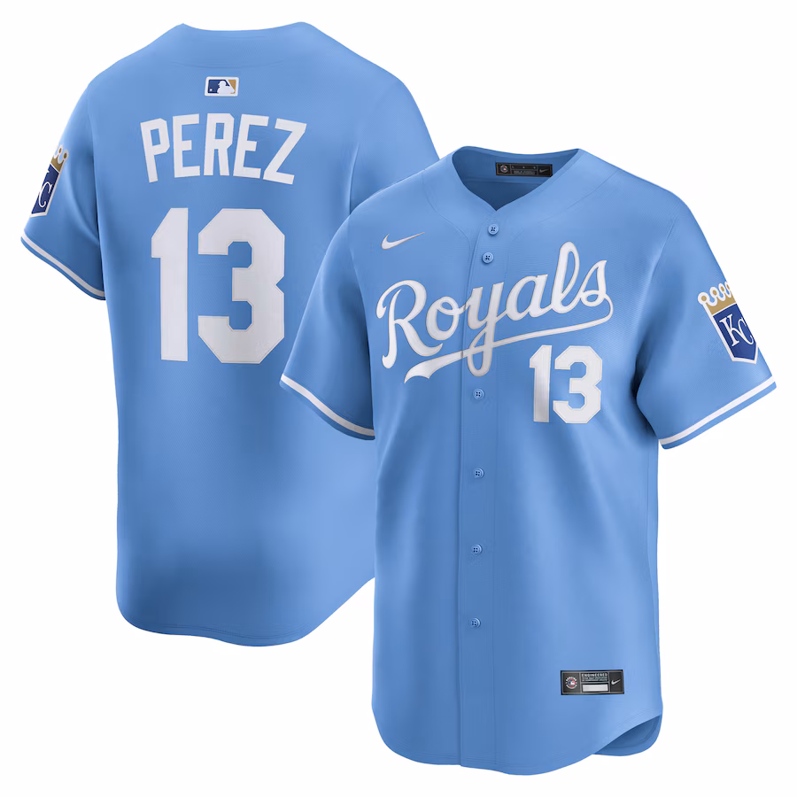 Men's Kansas City Royals Salvador Perez Nike Light Blue Alternate Limited Player Jersey