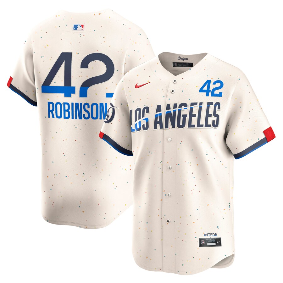 Men's Los Angeles Dodgers Jackie Robinson Nike Cream City Connect Limited Player Jersey