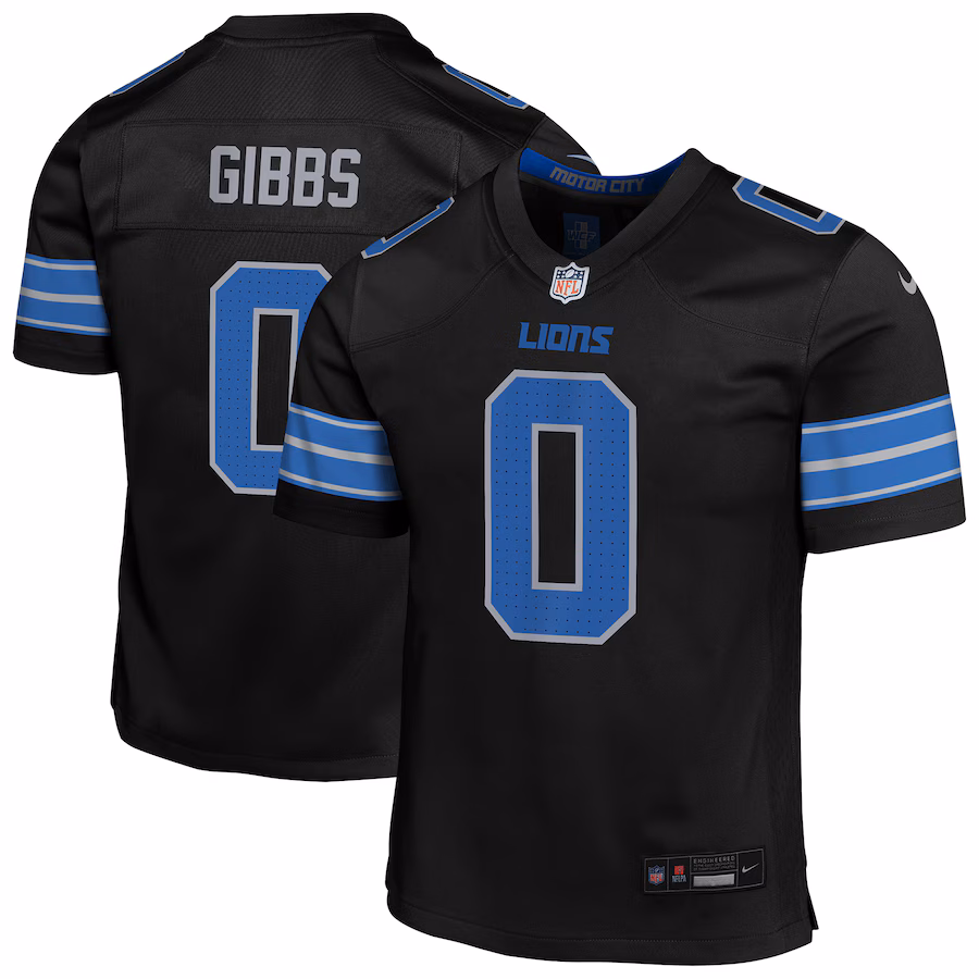 Youth Detroit Lions Jahmyr Gibbs Nike Black Alternate Game Jersey
