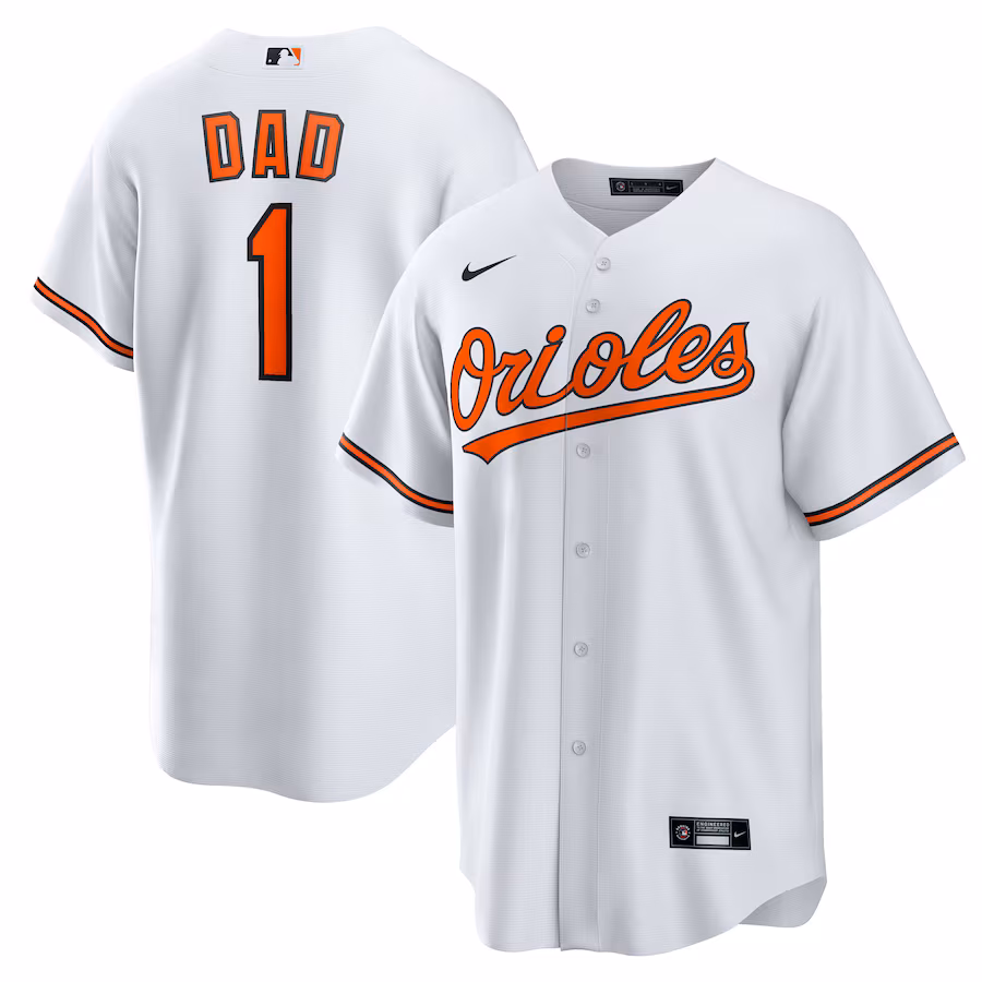 Men's Baltimore Orioles Nike White #1 Dad Home Replica Jersey