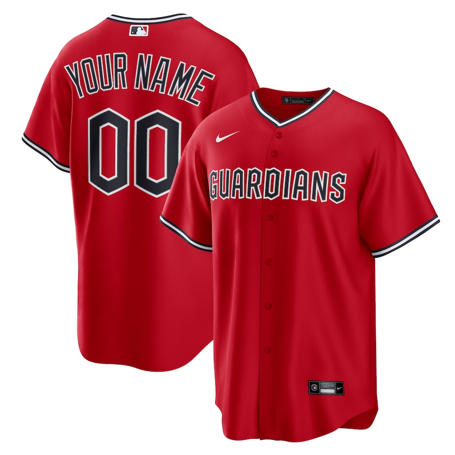 Men's Cleveland Guardians Nike Red Alternate 2 Custom Replica Jersey