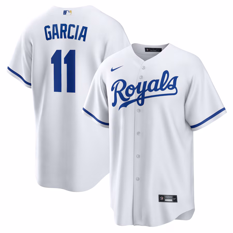 Men's Kansas City Royals Maikel Garcia Nike White Home Replica Jersey