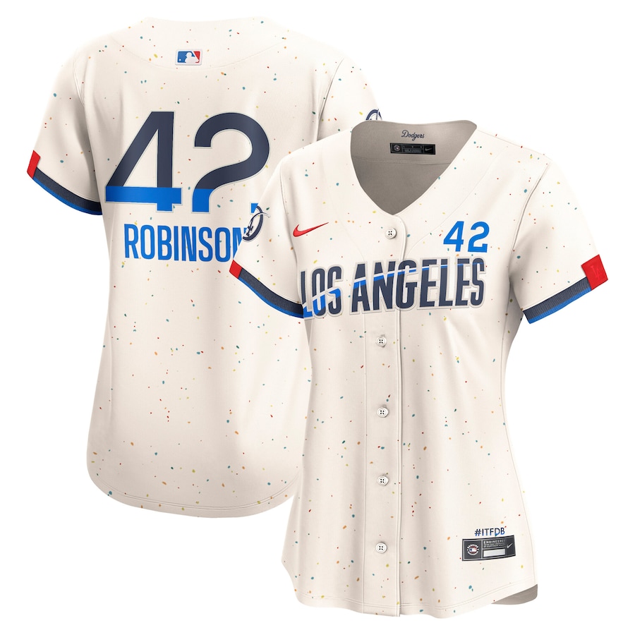 Women's Los Angeles Dodgers Jackie Robinson Nike Cream City Connect Retired Limited Jersey