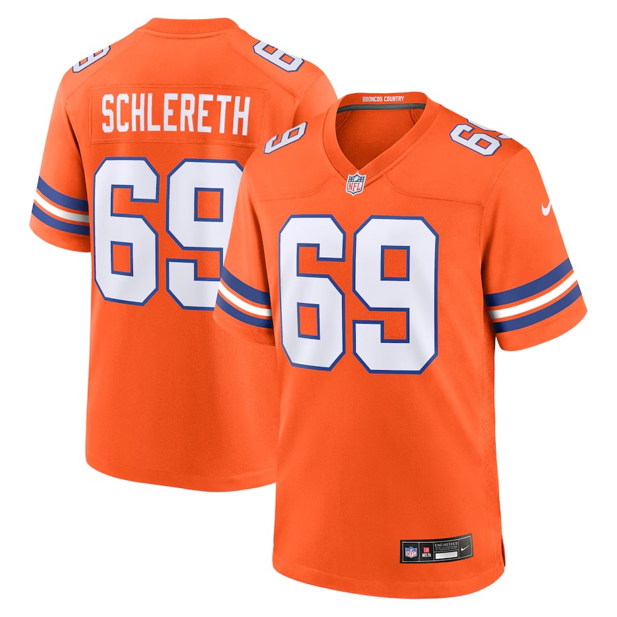 Men's Denver Broncos Mark Schlereth Nike Orange Retired Player Alternate Game Jersey
