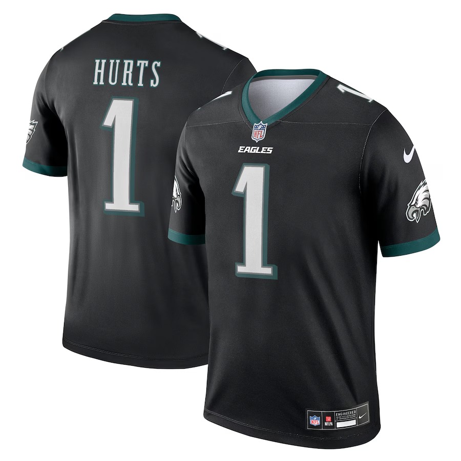 Men's Philadelphia Eagles Jalen Hurts Nike Black Legend Player Performance Top