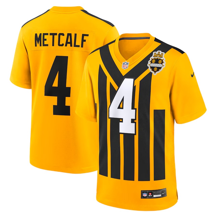 Men's Pittsburgh Steelers DK Metcalf Nike Gold Alternate 1933 Throwback Game Jersey